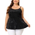 thumbnail image 1 of GRACE & GRANDEUR Chemisiers Camisoles pour Femmes Grande Taille à Bretelles Ajustables Haut Péplum en Velours Noir 1X, 1 of 5