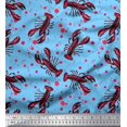 thumbnail image 1 of Soimoi Polyester Crepe Fabric Dot & Lobster Ocean Print Fabric by The Yard 42 Inch Wide, 1 of 3