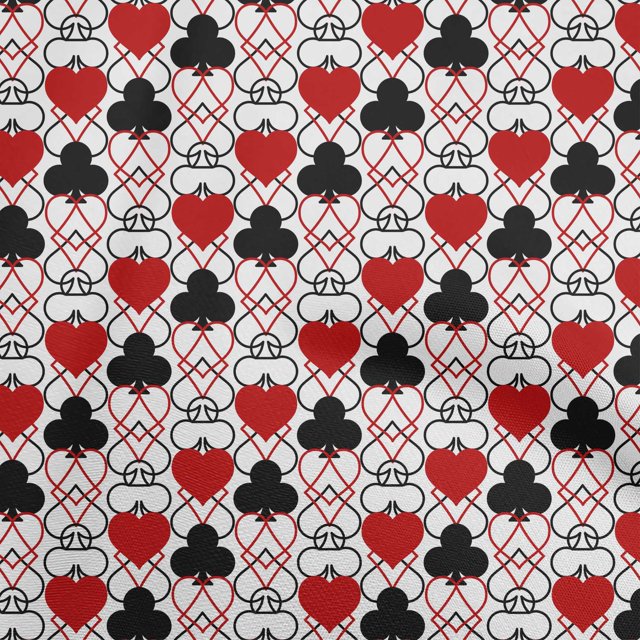 oneOone Coton Cambric Rouge Carte de Poker Tissu Imprimé par la Cour 56 Pouces de Large