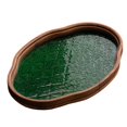thumbnail image 4 of GUOOL Begonia Flower Glass Tray Snack Countertop Bread Fruit Desk Tray Decorative Tray Green Small, 4 of 9
