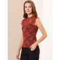 thumbnail image 4 of INSPIRE CHIC Women's Sleeveless Lace Ruffled Semi Sheer Blouse Top, 4 of 6