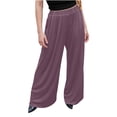 thumbnail image 1 of LSLJS Women's Spring and Solid Color Casual Stretch Waist Pocket Wide Leg Pants, 1 of 6