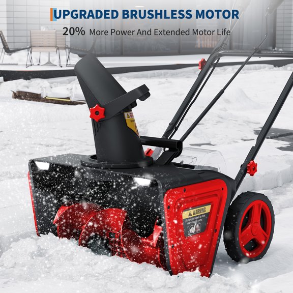 Edtara 20v Battery Powered Snow Blower, 20-Inch Clearing Width and 12-Inch Snow Depth, 2 Batteries & Charger Included, 180° Rotating Chute, Dual Led Lights for Driveways, Patios, and Sidewalks