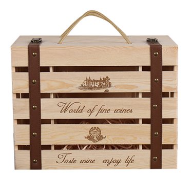 Wine Box Hollow Suitcase Design 6 Bottles Wooden Wine Bottle Box Wine Gift Box