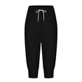 thumbnail image 4 of Womens Casual Pants Solid Elasticized High Waist Joggers with Drawstring Slacks for Women Black S, 4 of 6