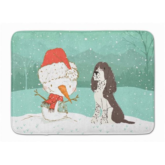 Carolines Treasures CK2074RUG Brown English Springer Spaniel Snowman Christmas Machine Washable Memory Foam Mat