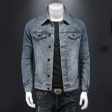 tumgatte Veste en Denim pour Homme, Couleur Unie, à Boutons, avec Poches, Coupe Ajustée, Mode Décontractée, Travail, Offres de la Semaine