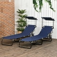 thumbnail image 2 of Outsunny 2 Piece Folding Chaise Lounges with Adjustable Backrest for Kids - Blue, 2 of 10