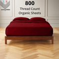 thumbnail image 2 of Full Size Organic Cotton Sheet Set- 100% Organic 800-Thread-Count - 10" Deep Pockets 800TC Organic Sheets - Burgundy, 2 of 7