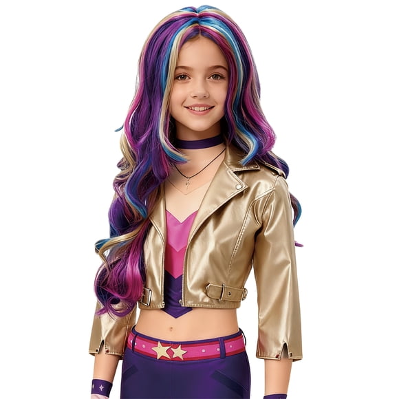 Way to Celebrate Rainbow Pop Diva Princess Wig for Girls