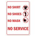 thumbnail image 1 of SignMission OS-NS-D-710-25355 Signe de Sécurité Publique - Pas de Chemise Pas de Chaussures Pas de Masque Pas de Service Tout Rouge, 1 of 1