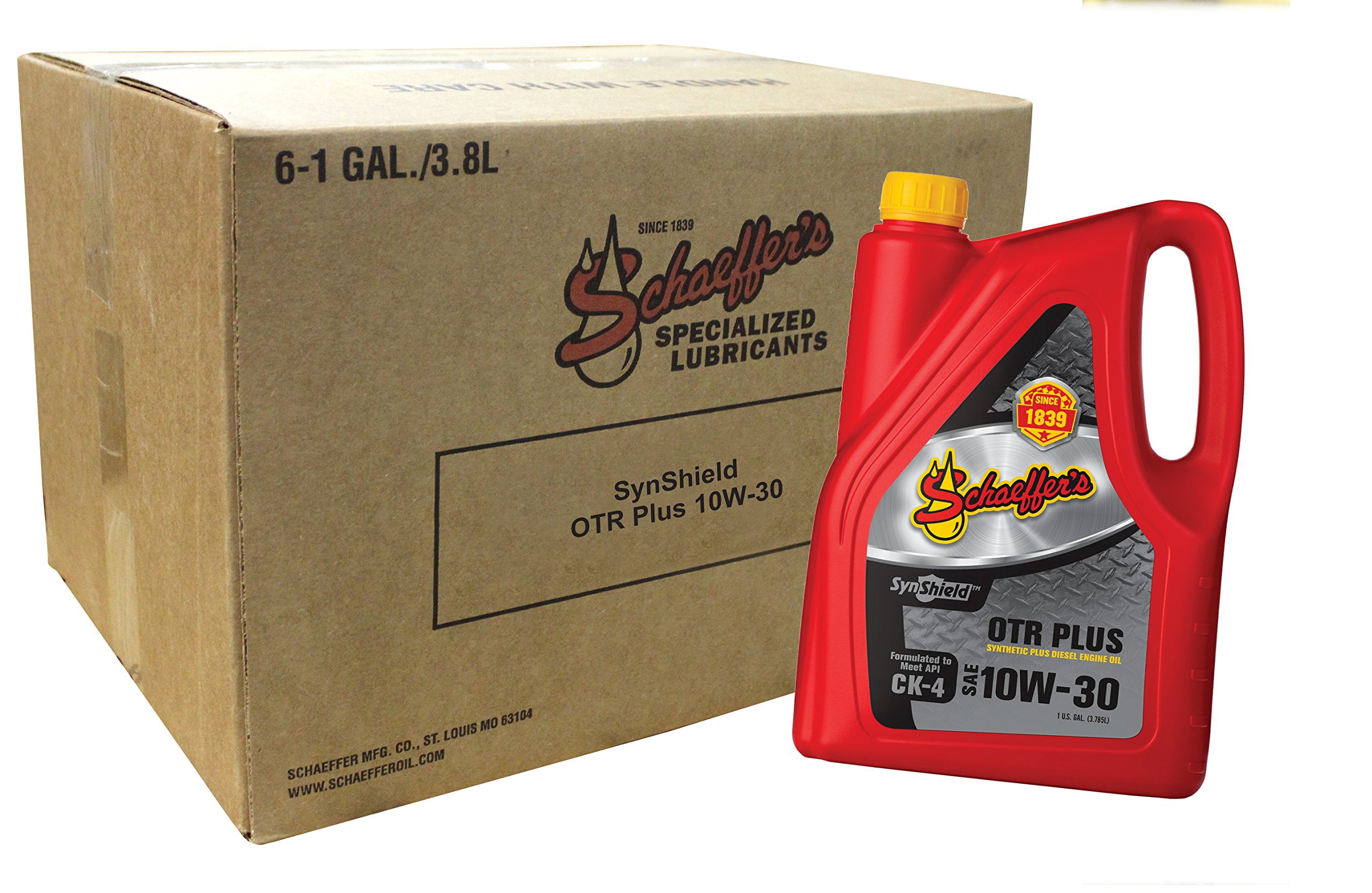 Schaeffer Manufacturing Co. 0711CK4-006 SynShield OTR Plus 10W-30 Diesel Engine Oil, 1-Gallon Bottle (Pack of 6)