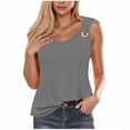 thumbnail image 2 of QUINDOS Womens Tops Gray Ribbed Summer Solid Color Camisole Sleeveless T-shirt Loose Tank Tops Womens Tank Tops, 2 of 4