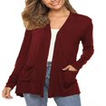 thumbnail image 2 of Cardigan Femme Couleur Unie Manches Longues Tricot, 2 of 5