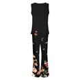 thumbnail image 5 of Mikilon Ensemble Stylé pour Femmes 2 Pcs Décontracté Ample Imprimé Gilet Pantalon Long Sans Manches Col Rond Haut/chemise Ensemble Noir-B S, 5 of 5