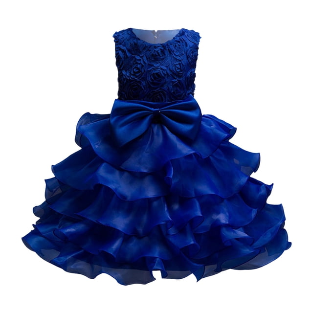 MIASHUI Girls Pageant Party Dress Ruffle Flower Kids Wedding Ball Gown Formal Princess Dress,Blue,2-3 Years