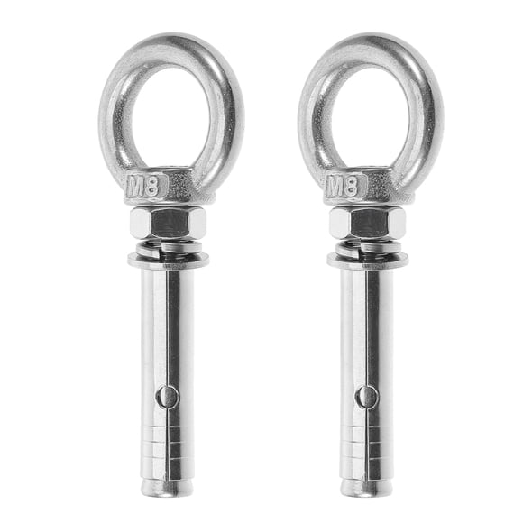 KAKOWELY 2pcs Stainless Steel Bolt Eye Bolt Heavy Duty Fixing Hanger Swing Hammock Eye Bolt (M8),3.54"X1.38"X0.79"