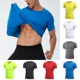 thumbnail image 1 of UVEASISHA Workout Shirts for Men Slim Fit Casual Athletic Tops Soft Stretchy Quick Dry Running Tshirt Short Sleeve Round Neck Muscle Tees Today's Sales Red XXL, 1 of 5