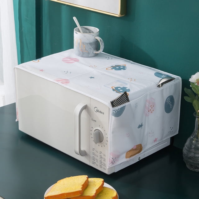 EGNMCR Washing Machine Cover-proof And Oil-proof Dryer Top Cloth With Side Storage Bag Cotton Linen Kitchen Refrigerator Appliance Protection Cover appliance dust pad