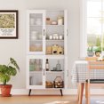 thumbnail image 4 of Costway Kitchen Pantry Cabinet with Translucent Fluted Doors & Adjustable Shelf, 4 of 10