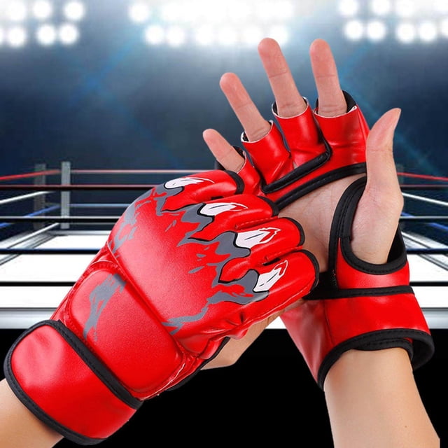Maoww Gants de Boxe Respirants Équipement de Protection pour Hommes Femmes Sac de Frappe Sparring Griffe de Tigre Rouge