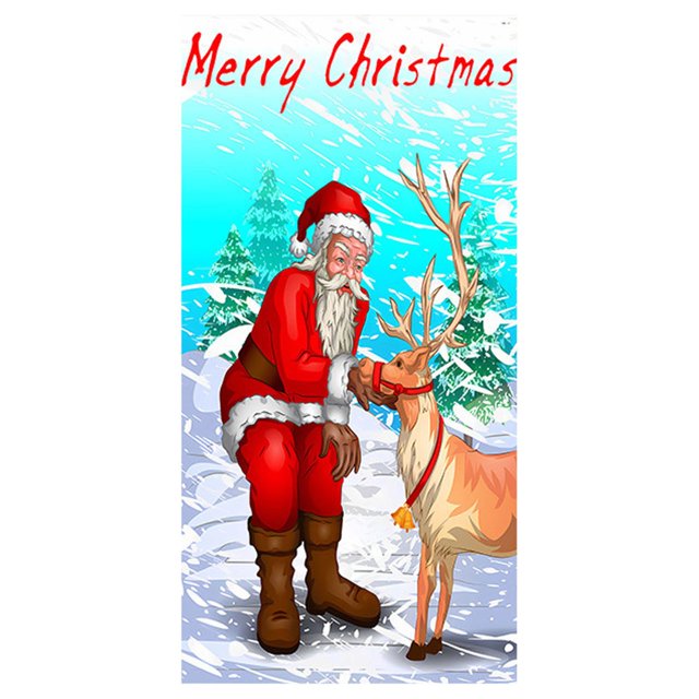 Huanglei Christmas Door Decoration Door Cover Hanging Cloth Holiday Party Layout Scene Background Cloth