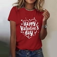 thumbnail image 1 of Ounisa T-Shirts pour Femmes Col Rond Mignon Cœur Lettre Graphique Manches Courtes Hauts d'Été, 1 of 5