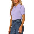 thumbnail image 4 of INSPIRE CHIC Women's Collared Top Peter Pan Collar Short Sleeve Button Front Shirts XL Purple, 4 of 7