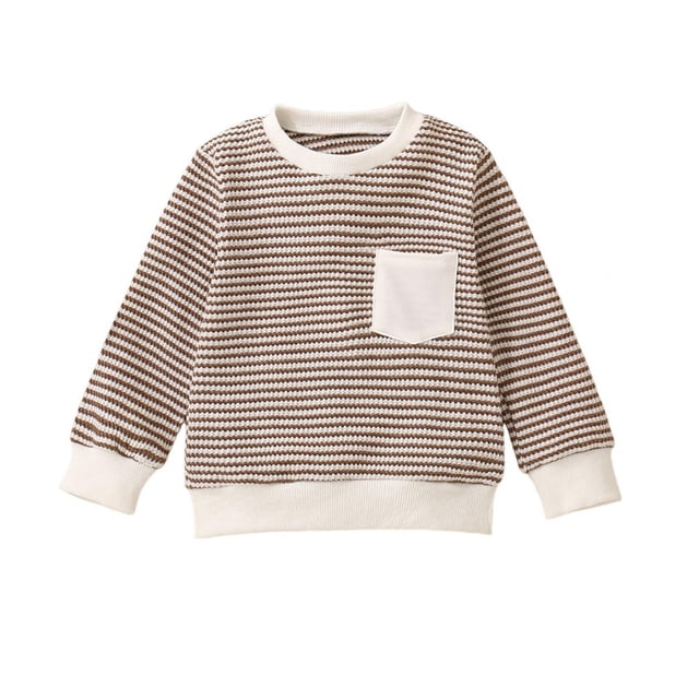 Chandail pour Tout-Petite Fille Rabais Mode Chandails Décontractés pour Filles Nouveau Col Rond Manches Longues Hauts Chandails pour Enfants Brun 3 Mois