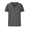 thumbnail image 5 of Gspmoly Tshirts Shirts for Men, Fashion Men Casual Button Solid Color Short Sleeve V-Neck Blouses Shirts Summer Tops Weekly Deals, 5 of 5