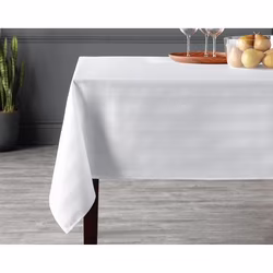 White, variant on Hometrends Microfiber Stripe Tablecloth 60x102, White