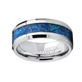 thumbnail image 3 of Men's 8MM Tungsten Carbide Wedding Band Ring With Blue Green Simulated Opal Inlay 8MM, 3 of 4