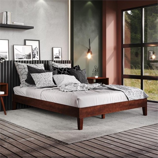 Steve Silver Nix Lit Plateforme Double en Bois Naturel