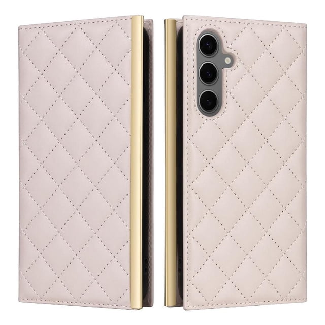 Quilted Wallet Case with Crossbody Strap & Card Slots for Samsung Galaxy S24 PlusWhite