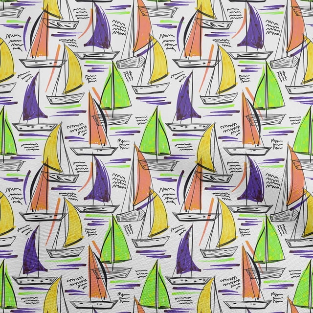 oneOone Rayon Yellow Fabric Beach Boat Fabric For Sewing Printed Craft Fabric By The Yard 56 Inch Wide