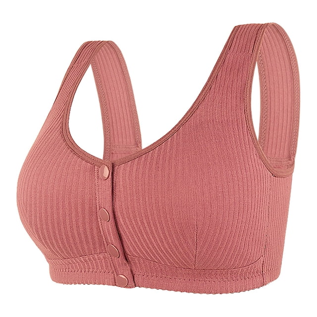 MIASHUI Front Closure Bras for Older Women Push Up Breathable Front Button Bralette Comfy Sleep Bras,Watermelon Red,36