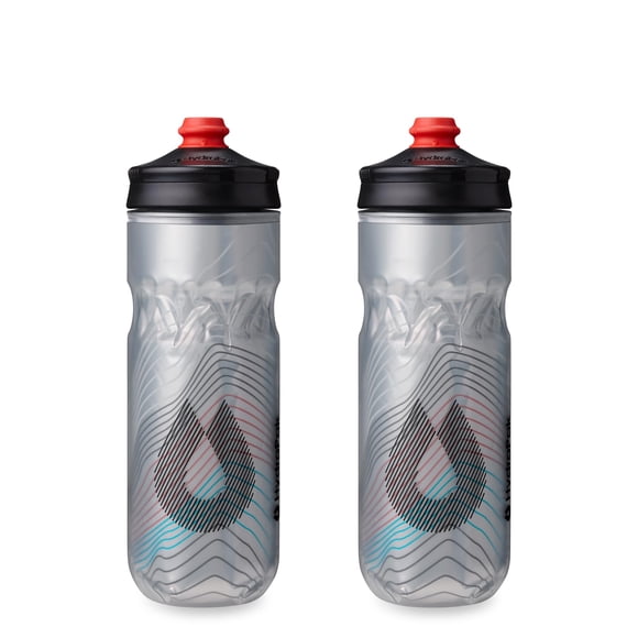 HydraPak Polar Surge Insulated Bike Water Bottle 2-Pack - High Flow, Cycling & Sports Squeeze Bottle (Silver, 600ml / 20oz)