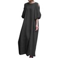 thumbnail image 2 of Gspmoly Robes pour Femmes, Mode Femme Coton et Lin Col Rond Ample Manches Bouffantes Demi-Manches Robe Longue Unie Robes de Vacances pour Femmes jusqu'à 65 % de Rabais, 2 of 8