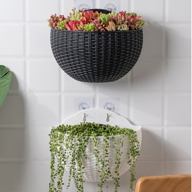 maskred Stylish And Durable Wall Plastic Pot For Easy Installation Easy To Install ABS Plastic Flowerpot Flower Pot Drainage khaki 1Set
