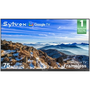 Sylvox 75" Extérieur TV, 4K Google intelligent TV, 1000 Sa luminosité, IP56 imperméable TV Pour Soleil partiel, Dolby Atmos, Design métal tout temps (sans cadre)