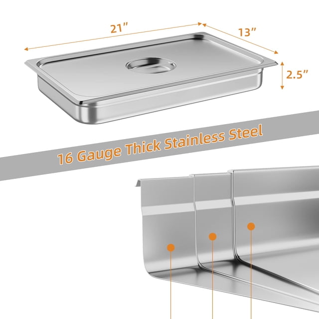 BeesClover Poêle d'Hôtel, Poêle de Table Vapeur Commerciale en Acier Inoxydable pour le Rangement des Aliments et le Service de Buffet, Durable et Facile à Nettoyer