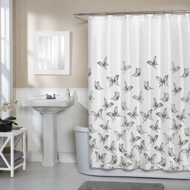 Mainstays Microfiber Decorative Fabric Shower Curtain in Marble or Butterfly Design