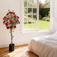 thumbnail image 1 of Arbre de Roses Rouges Artificielles de 1,5 m – Fleurs en Soie Réalistes, Feuillage Vert Luxuriant, Tronc en Plastique Durable – Plante Décorative Factice à Faible Entretien pour Salon, Chambre, Entrée Ou Extérieur Couvert, 1 of 8