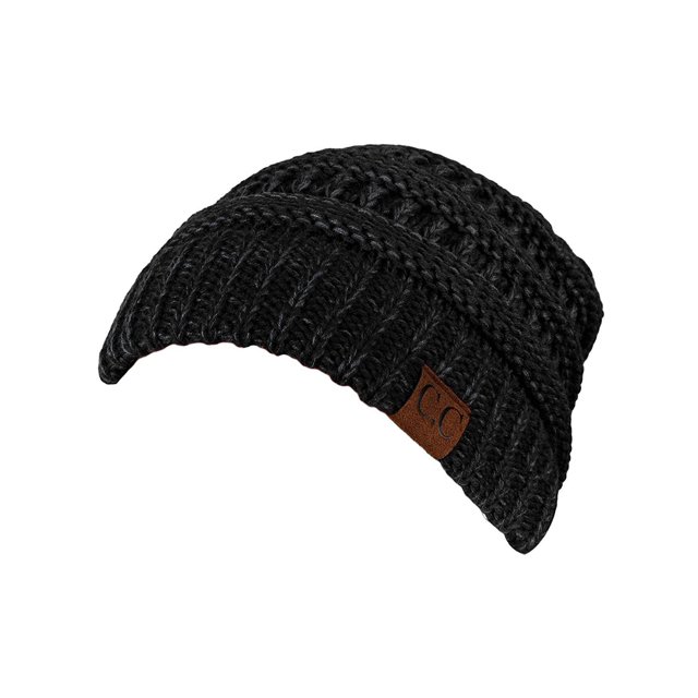 Gravity Threads Bonnet Doux Tricoté Bicolore Chunky, Noir Gris