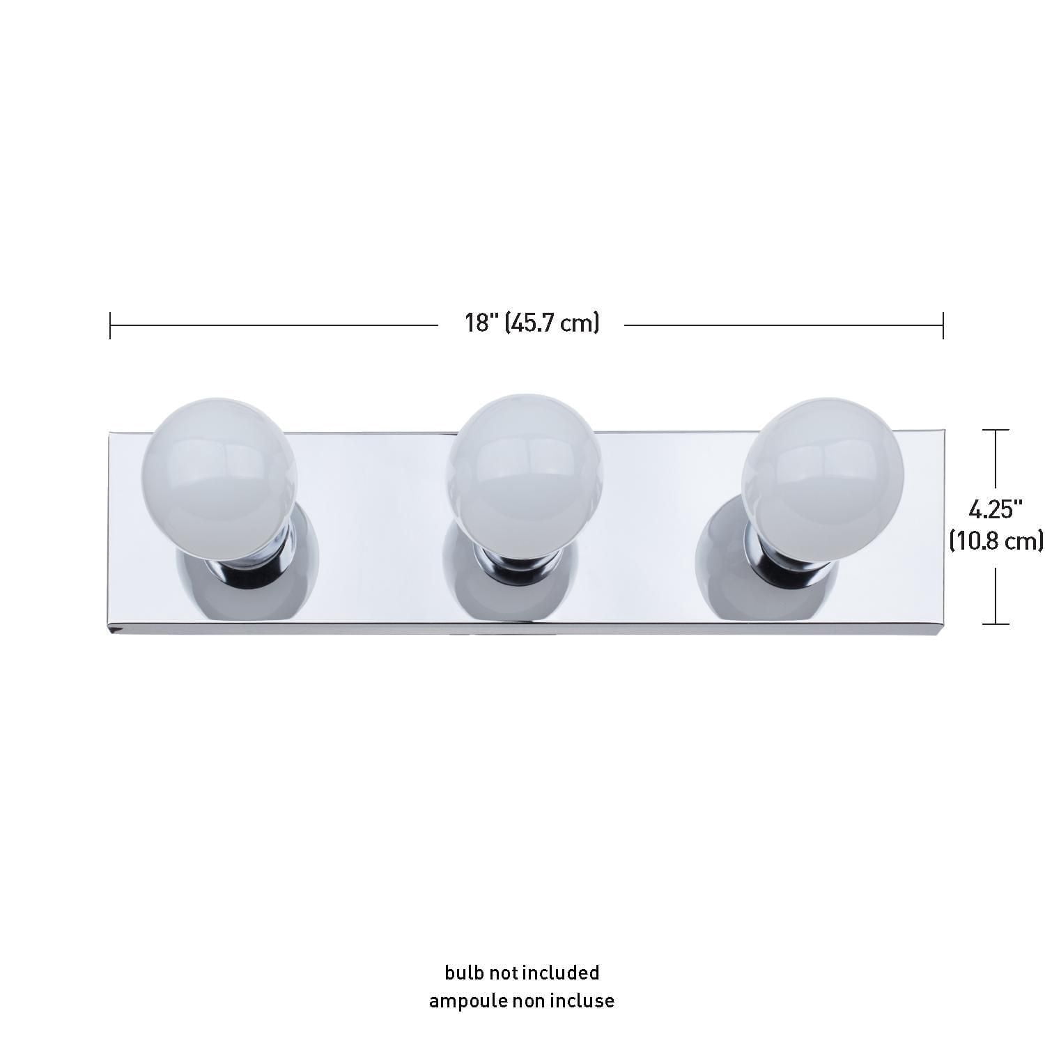 Globe Electric 18" 3-Light LED Chrome Vanity Light Fixture, Contemporary Style