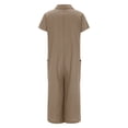 thumbnail image 4 of Kcodviy Combinaison Pantalon Décontractée à Manches Longues pour Femme, Couleur Unie, Manches Courtes, Longueur Mi-Cuisse, une Épaule, Chemise, Combinaison, 4 of 5