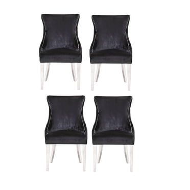 Plata Import Stonefort Chair in Black Set of 4 for Dining Area