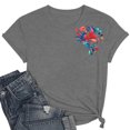 thumbnail image 2 of Pisexur Hauts de Printemps pour Femmes 2025, Hauts pour Femmes, Hauts de Sortie pour Femmes, Hauts pour Dames Mode Imprimé Manches Courtes Blouse Col Rond T-Shirt Gris, 2TG, 2 of 5