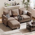 thumbnail image 1 of Walsunny 78" Convertible Sectional Sofa Couch L Shaped Couch Sofa for Living Room Small 3 Seater Sofa Couch with Storage Ottoman and Side Pockets, Brown, 1 of 5