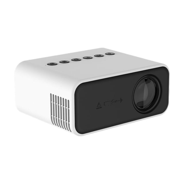 EGNMCR Projector Mini Projector Mini Projecteur HD Automatique Portable pour Usage Extérieur et Intérieur. design Rectangulaire Compact Blanc et Noir avec Lentille à Haute Transmission à l'Avant et Fentes de ventilation sur le Côté. Prend en Charge une Résolution 480x360P avec une Compatibilité de projection de 40-100 Pouces. Inclut des interfaces d'Entrée USB, HDMI et VGA, Haut-Parleur Intégré avec Son surround à 360°, et un Ventilateur à Température Constante pour un Fonctionnement stable. Convient au Divertissement à la Maison, aux Réunions d'Entreprise, à des Fins Éducatives et comme Projecteur de Film Portable